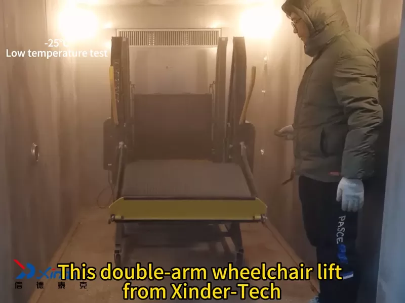 Questo Test delle condizioni di lavoro a bassa temperatura dell'ascensore della sedia a rotelle a doppio braccio